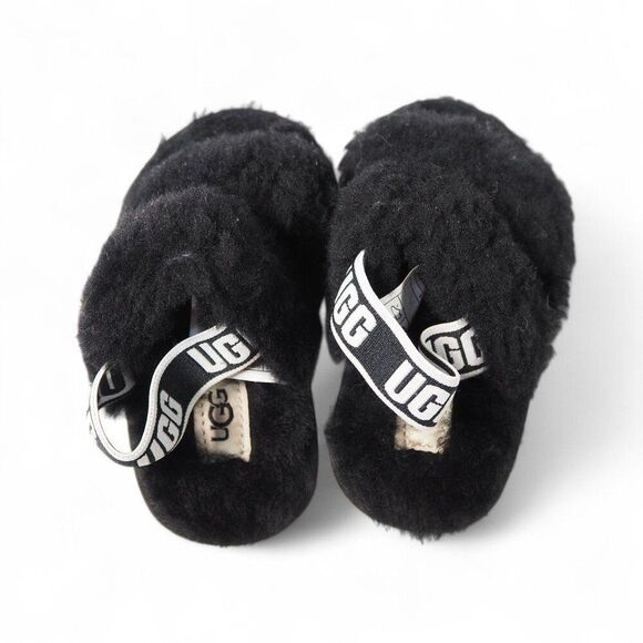 UGG Oh Fluff Yeah Slingback Slide Sandals Black 1116636T Toddler 6 - Picture 9 of 10